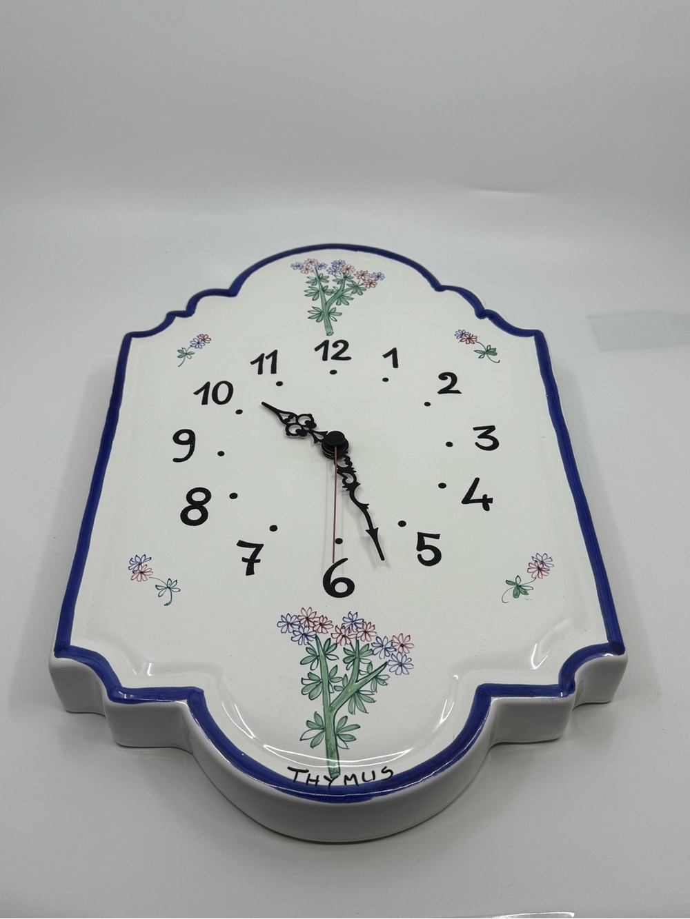 Williams Sonoma Firenze Thymus Hand-Painted Ceramic Wall Clock Italy
